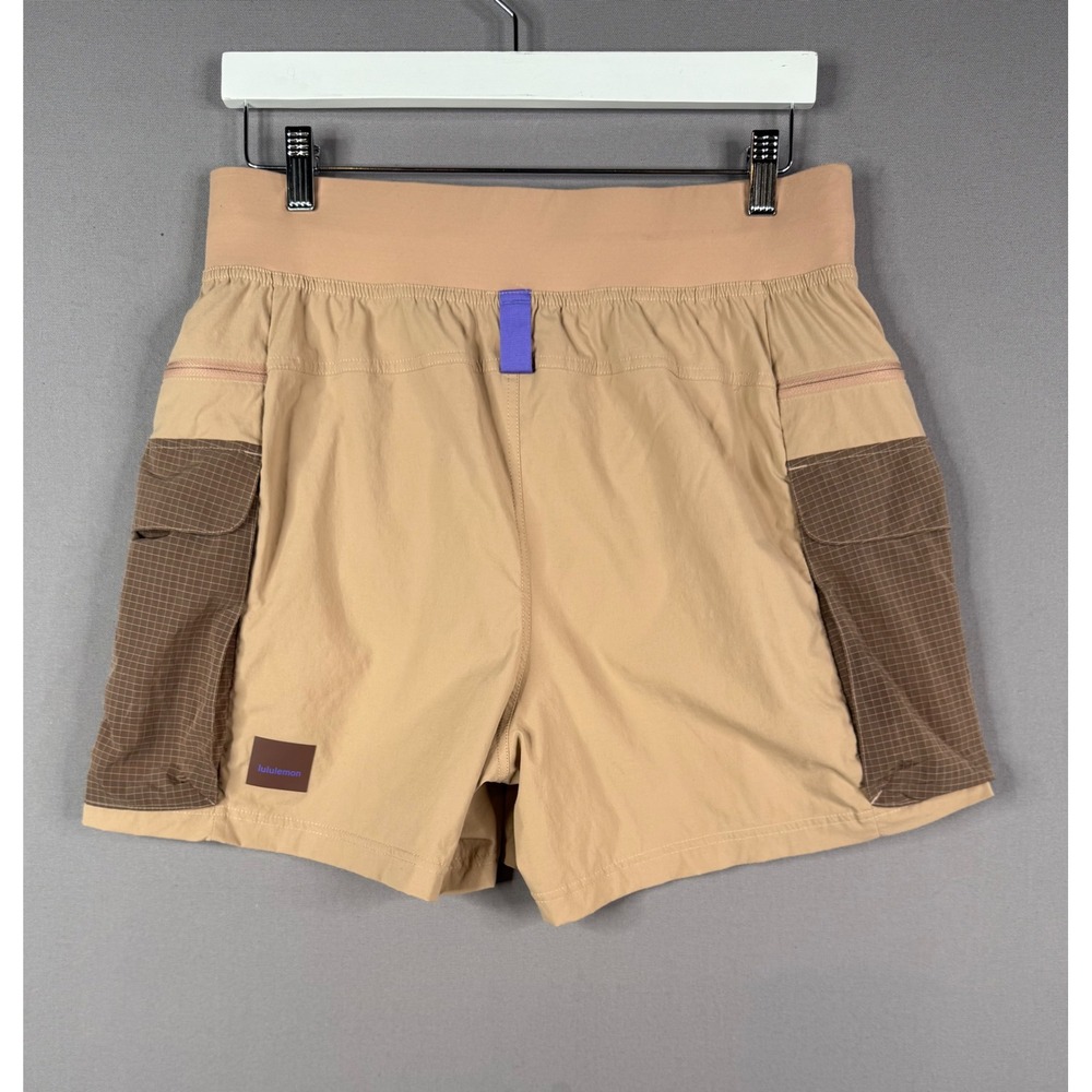 Lululemon Cargo Shorts Women 12 Tan Brown Hiking Utility Detours Welcome - Picture 3 of 9